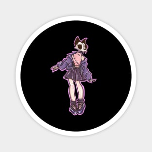 Skull cat girl fashion outfit Magnet